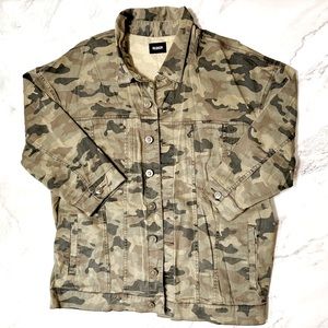 EUC Hudson Jeans Camo Print Oversized “Emmet Boyfriend” Utility Jacket, Size M